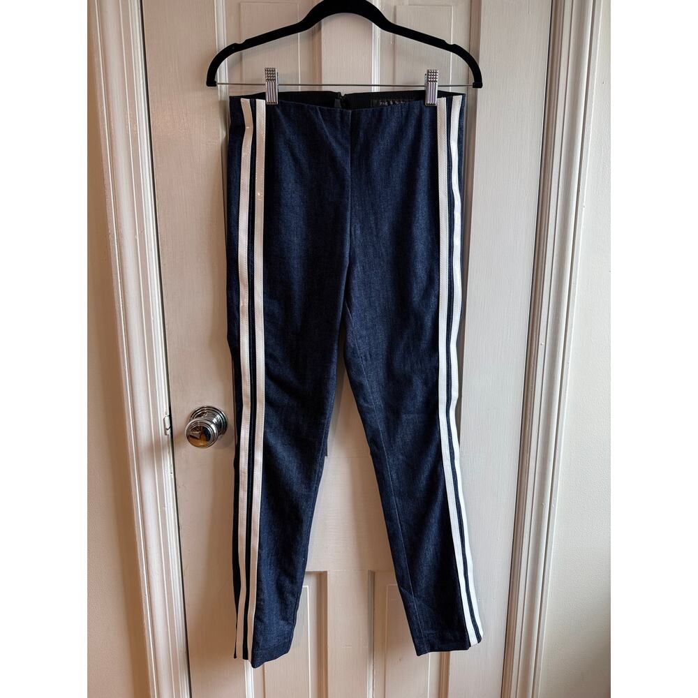 Rag & Bone Miramar Sport Stripe Track Pants 6 - Vintage Indigo Navy Denim EUC